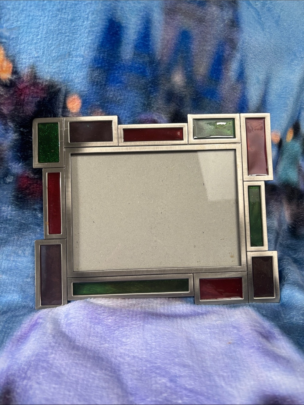 Vintage Holiday Stained Glass Picture Frame 5x7